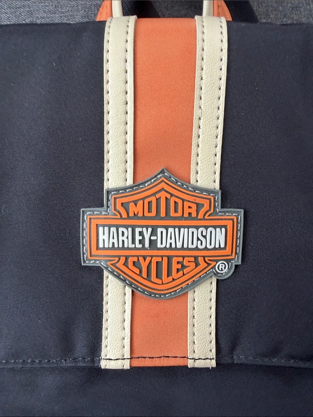 Harley-Davidson Black & Orange Nylon Mini Backpack Lightweight Motorcycle Bag